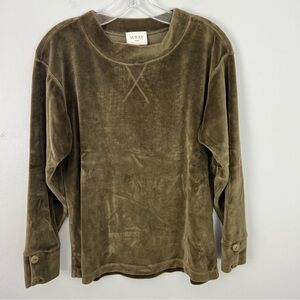 Wrap Olive Green Velour Long Sleeve Top